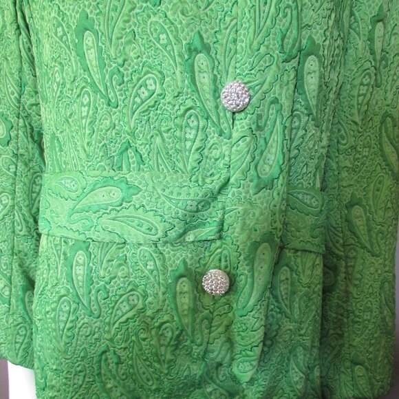SALE Impressive 1960 Style Coat Dress in Lime Brocade - Picture 5 of 15